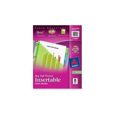Avery Avery Plastic Pocket Insertable Tab Dividers, Assorted, 8 Tabs/Set 11903